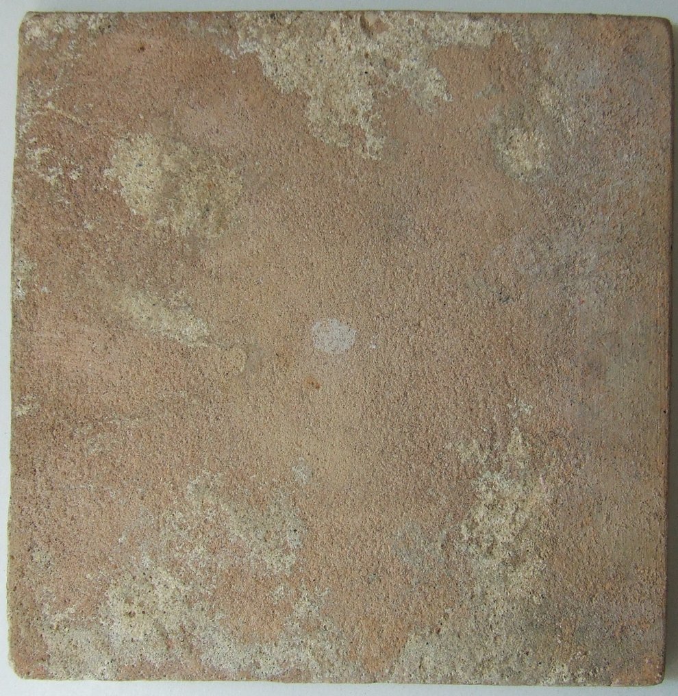  Tile - Colored flower vase with large ox skull corners - 1600-1650  #3.2