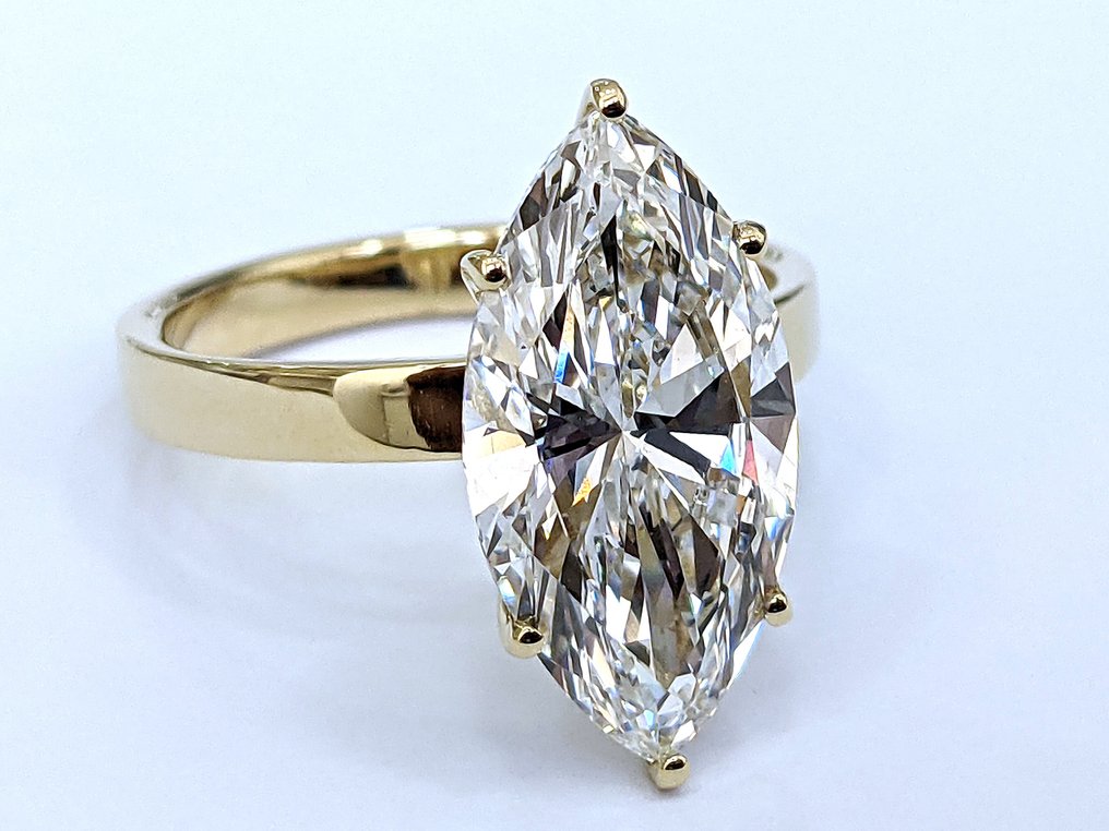 χωρίς τιμή ασφαλείας - Δαχτυλίδι αρραβώνων - 14 καράτια Κίτρινο χρυσό - 5.04ct. tw. Διαμάντι (Εργαστηριακής καλλιέργειας) - E VVS2 IGI #1.0