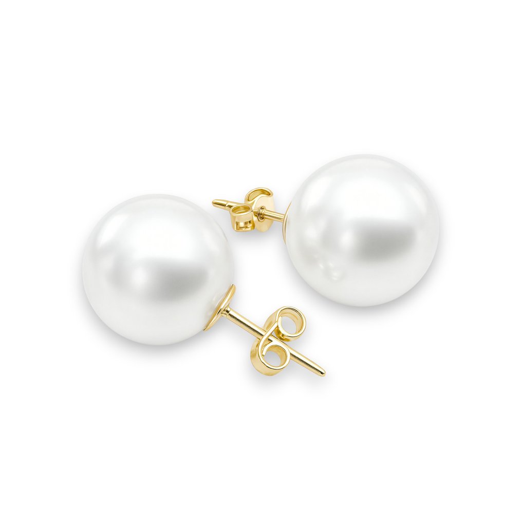 χωρίς τιμή ασφαλείας - Σκουλαρίκια - 14 καράτια Κίτρινο χρυσό Μαργαριτάρι - 12mm #1.0