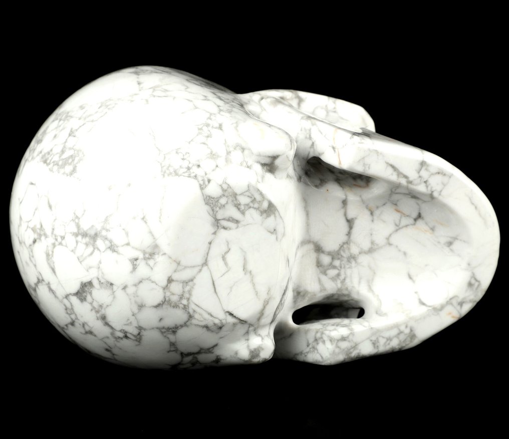 Howlite Kanada Howlith cranio magico in porcellana, lucidato, grande cranio, dimensioni 10,00 x 6,50 cm.- 676 g #4.3