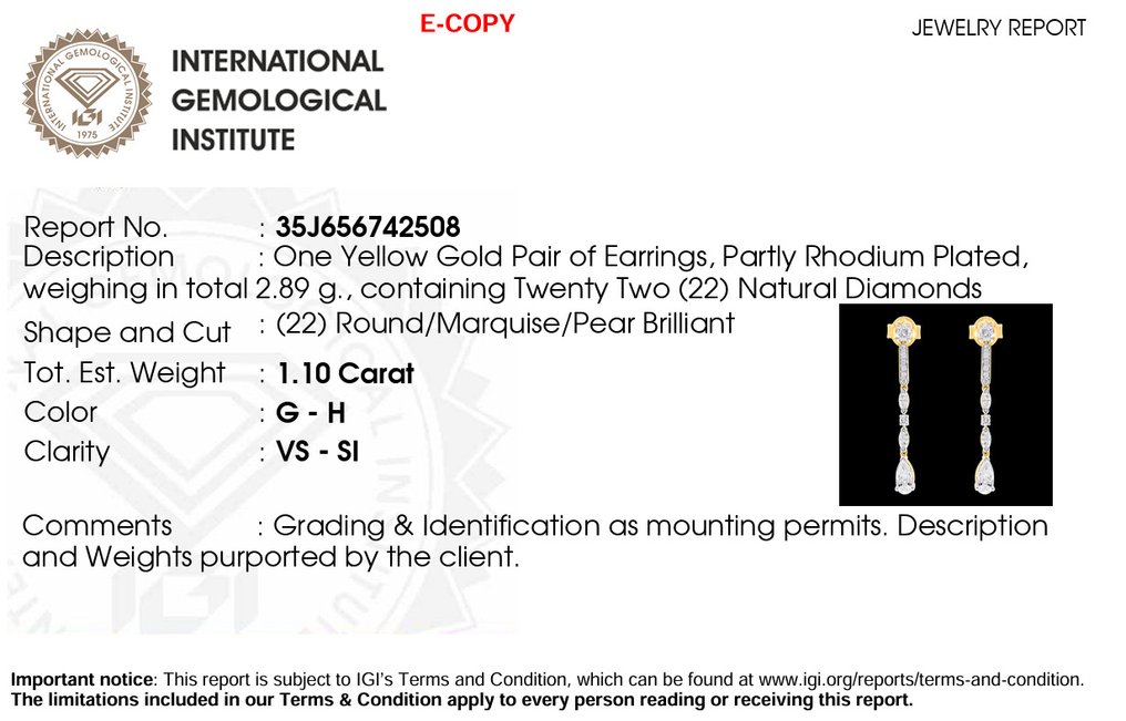耳環 - 18 克拉 黃金 -  1.10ct. tw. - 鉆石 - Maison d'Anvers #1.0