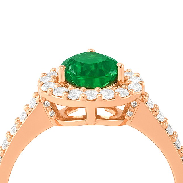 戒指 - 18 克拉 玫瑰金 -  1.62ct. tw. 祖母綠 - 鉆石 #2.1