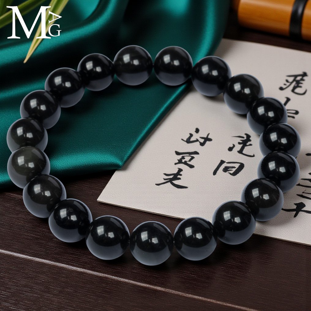 Bracciale in Onice Nero – 19 sfere da 10,5 mm - Altezza: 200 mm - Larghezza: 10.5 mm- 28 g #1.0