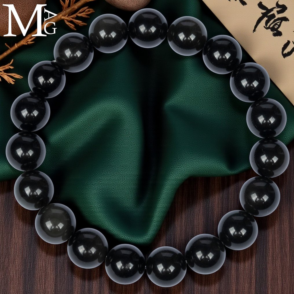 Bracciale in Onice Nero – 19 sfere da 10,5 mm - Altezza: 200 mm - Larghezza: 10.5 mm- 28 g #2.1