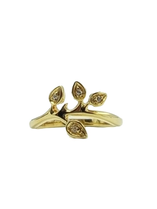 戒指 - 18 克拉 黃金 - 0.02ct. tw. 鉆石 (天然) #1.0