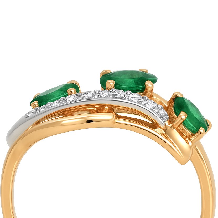Δαχτυλίδι - 14 καράτια Κίτρινο χρυσό, Λευκός χρυσός - 0.61ct. tw. Σμαράγδι - Διαμάντι #3.2