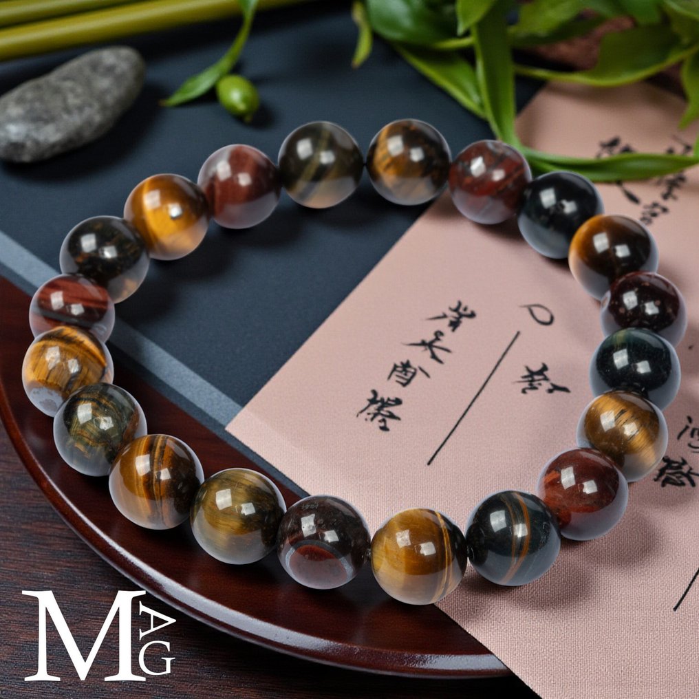 Yellow Tiger's Eye, Tiger Iron, and Hawk's Eye - Height: 200 mm - Width: 10 mm- 33 g #4.3