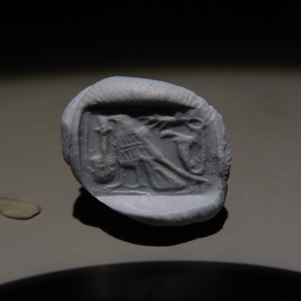 Antico Egitto Steatite Sigillo. Periodo Tardo 664-332 a.C. Lunghezza 1,7 cm. #2.1