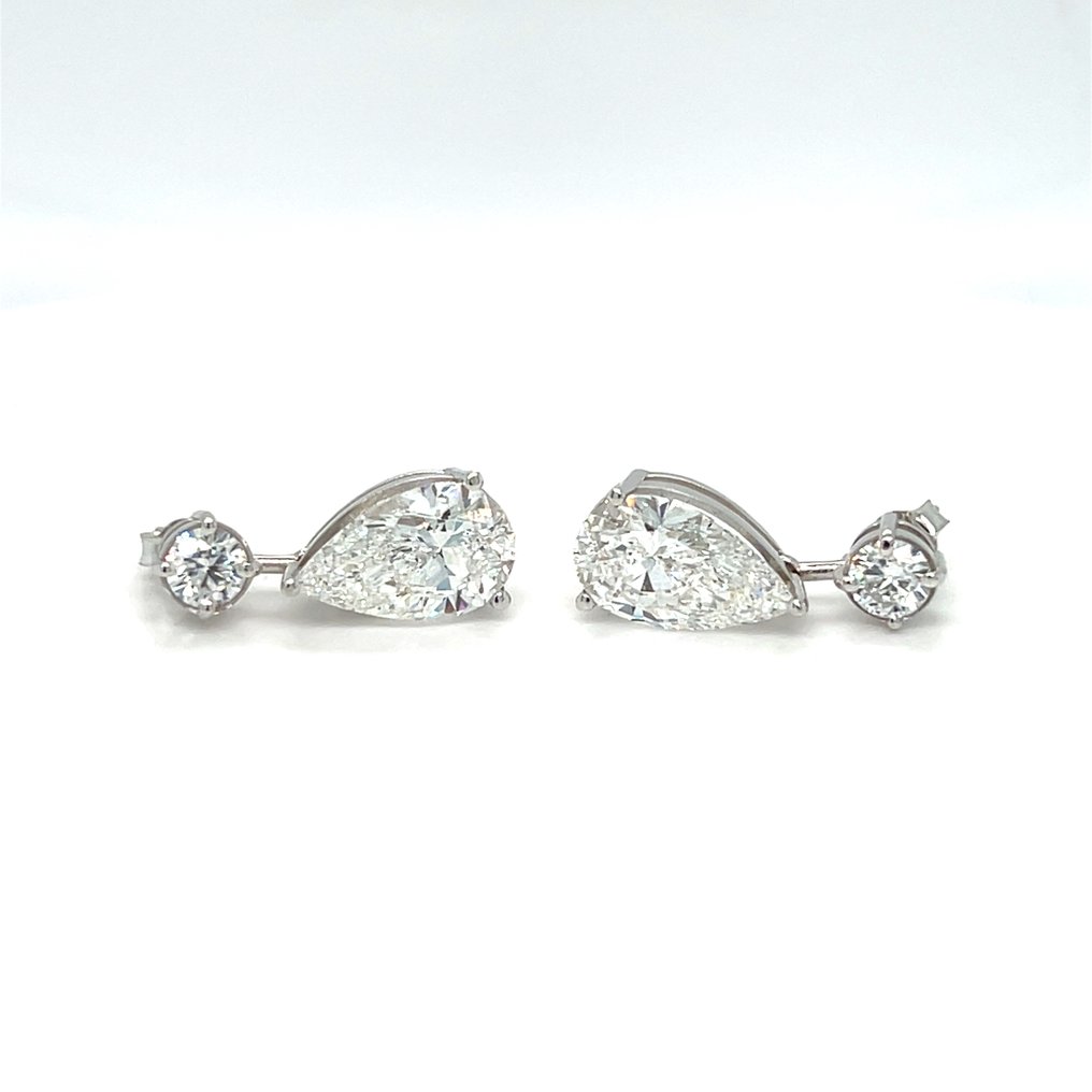 Σκουλαρίκια - 14 καράτια Λευκός χρυσός -  8.14ct. tw. Διαμάντι (Εργαστηριακής καλλιέργειας) - Διαμάντι #1.0