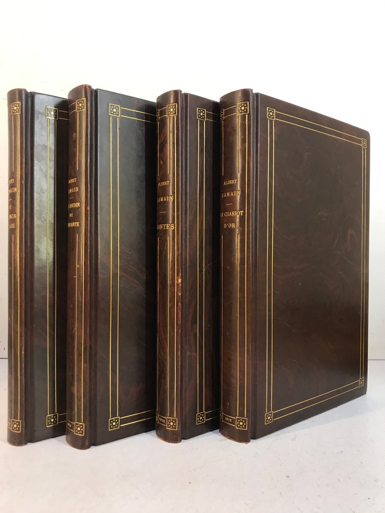 Albert Samain - Oeuvres. Au Jardin de l'Infante, Aux Flancs du vase, Le Chariot d'Or, Contes.  [Reliure signée - 1912 #1.0