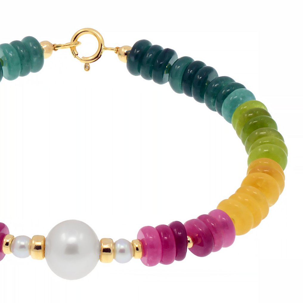 Sans prix de réserve - Bracelet - 18 carats Or jaune Perle - Tourmaline #4.3