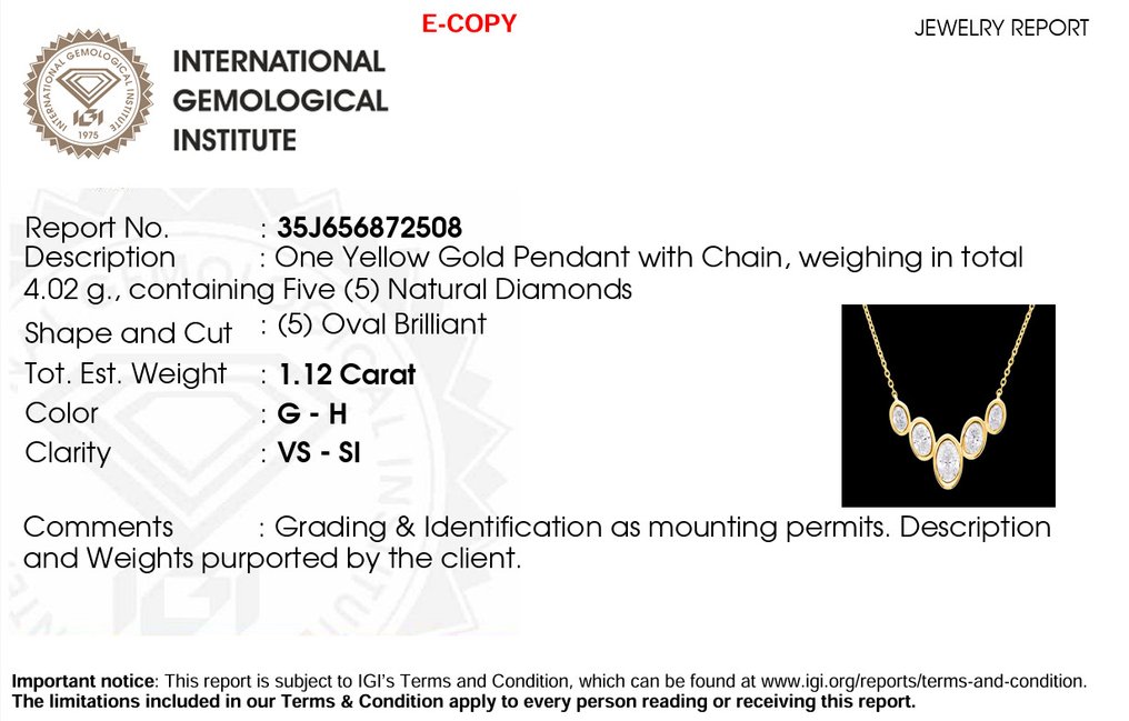 Pendentif - 18 carats Or jaune -  1.12ct. tw. Diamant (Naturelle) - Maison d'Anvers #1.0