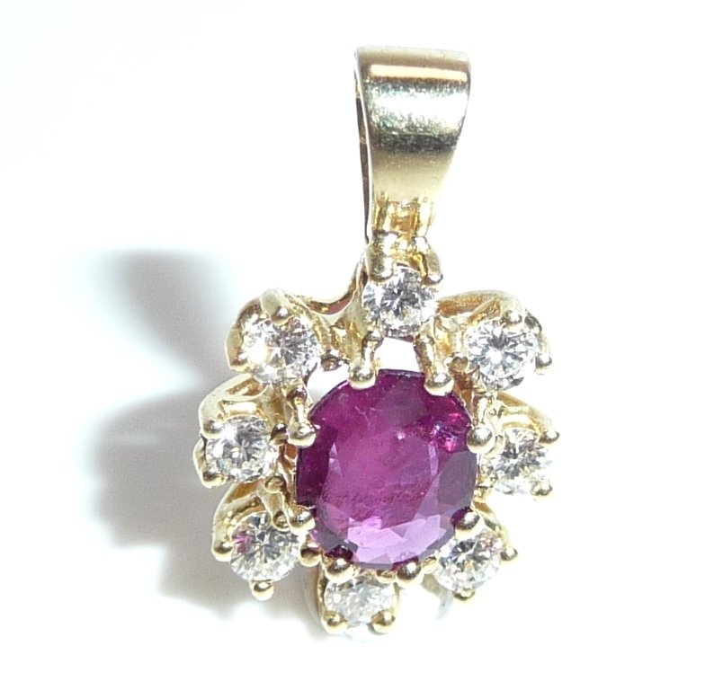 Pendant - 14 kt. Yellow gold - 0.60ct. tw. Diamond (Natural) - Ruby #2.1