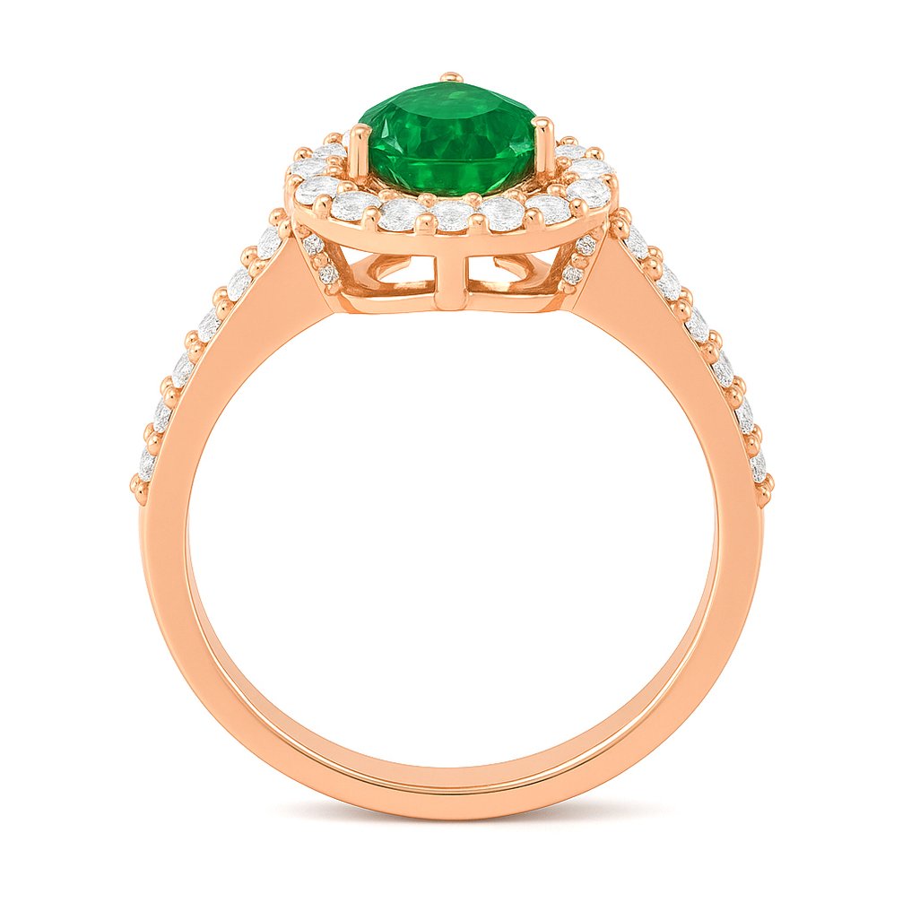戒指 - 18 克拉 玫瑰金 -  1.62ct. tw. 祖母綠 - 鉆石 #3.2