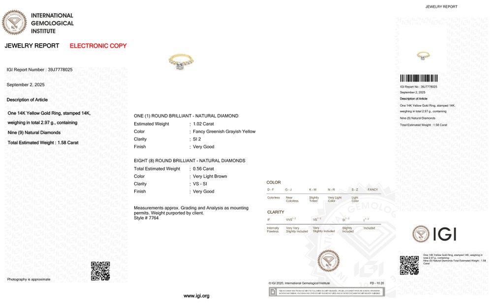 Δαχτυλίδι - 14 καράτια Κίτρινο χρυσό - 1.58ct. tw. Κίτρινο Διαμάντι (Φυσικού χρώματος) - Διαμάντι #3.2