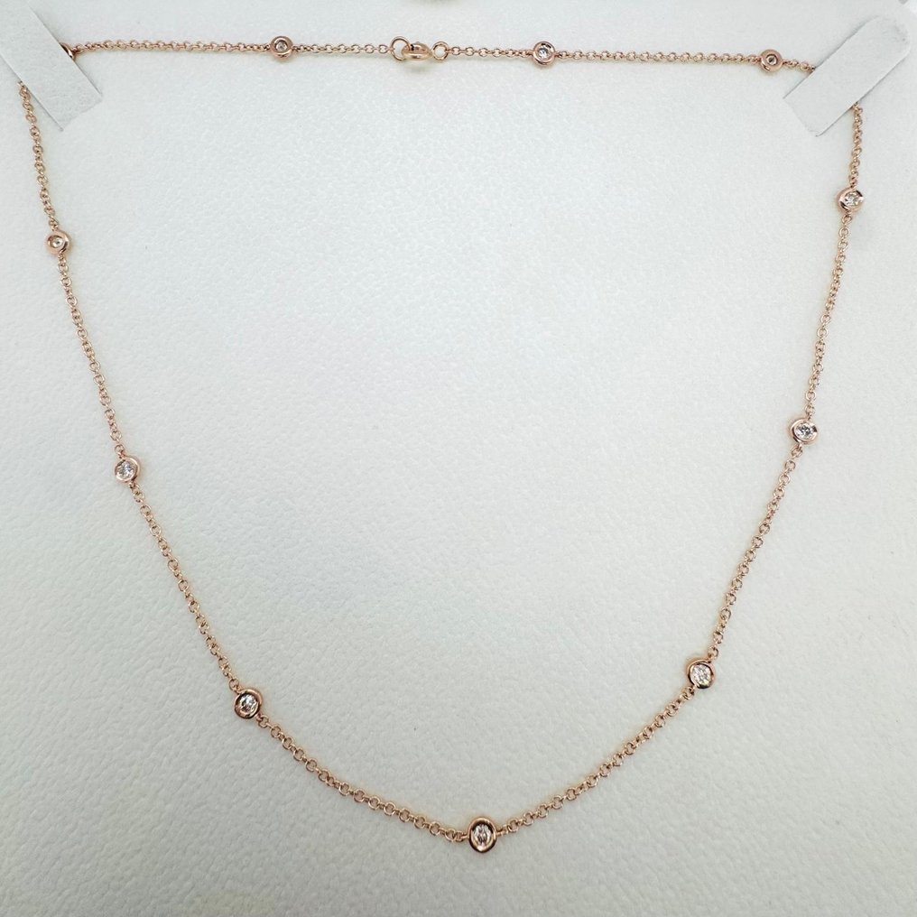 项链 - 14K包金 玫瑰金 - 0.70ct. tw. 钻石 (天然) #1.0