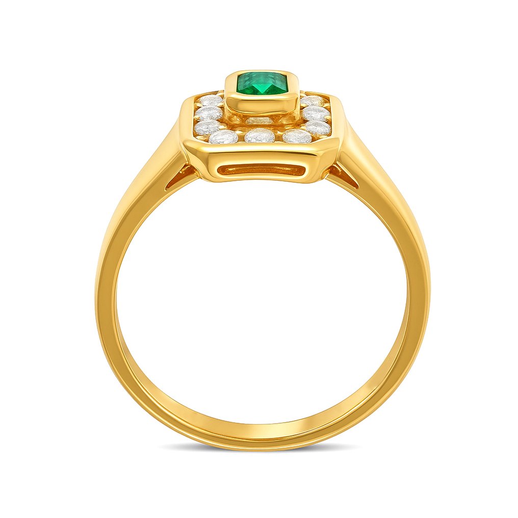 戒指 - 18 克拉 黃金 - 0.51ct. tw. 祖母綠 - 鉆石 #4.3