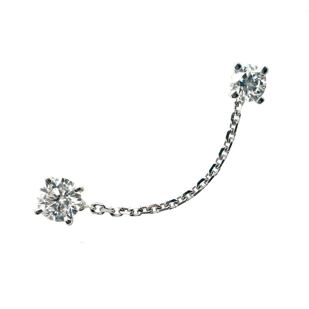 耳環 - 14 克拉 白金 -  0.81ct. tw. 鉆石 (天然) #1.0