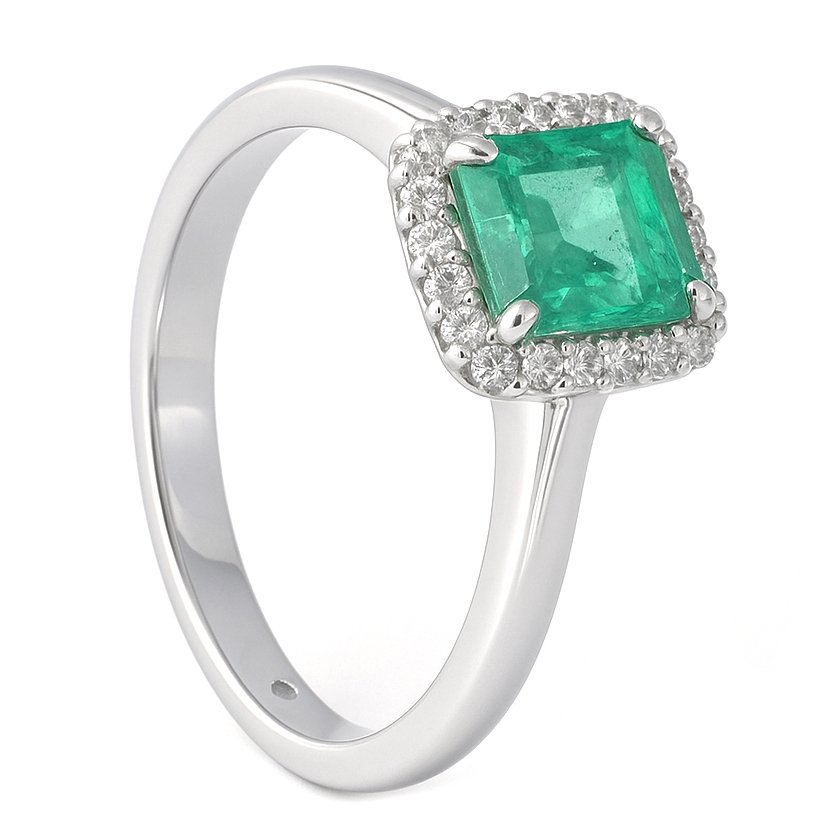 Δαχτυλίδι - 18 καράτια Λευκός χρυσός -  1.15ct. tw. Σμαράγδι - Διαμάντι #1.0