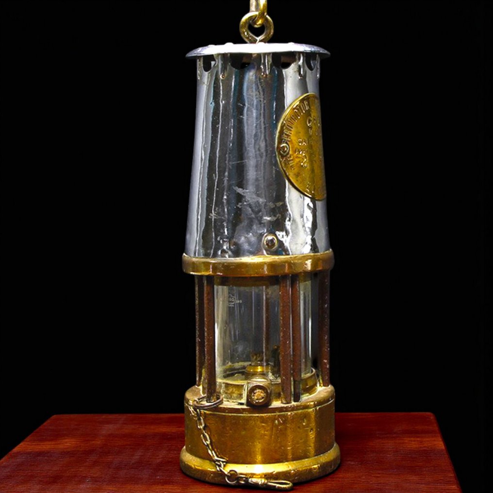 Protector Lamp & Lighting Company Ltd. di Eccles, Manchester - Φανάρι - Ορείχαλκος, Μέταλλο - Αντίκα φάρος ασφαλείας μεταλλωρύχων. #4.3