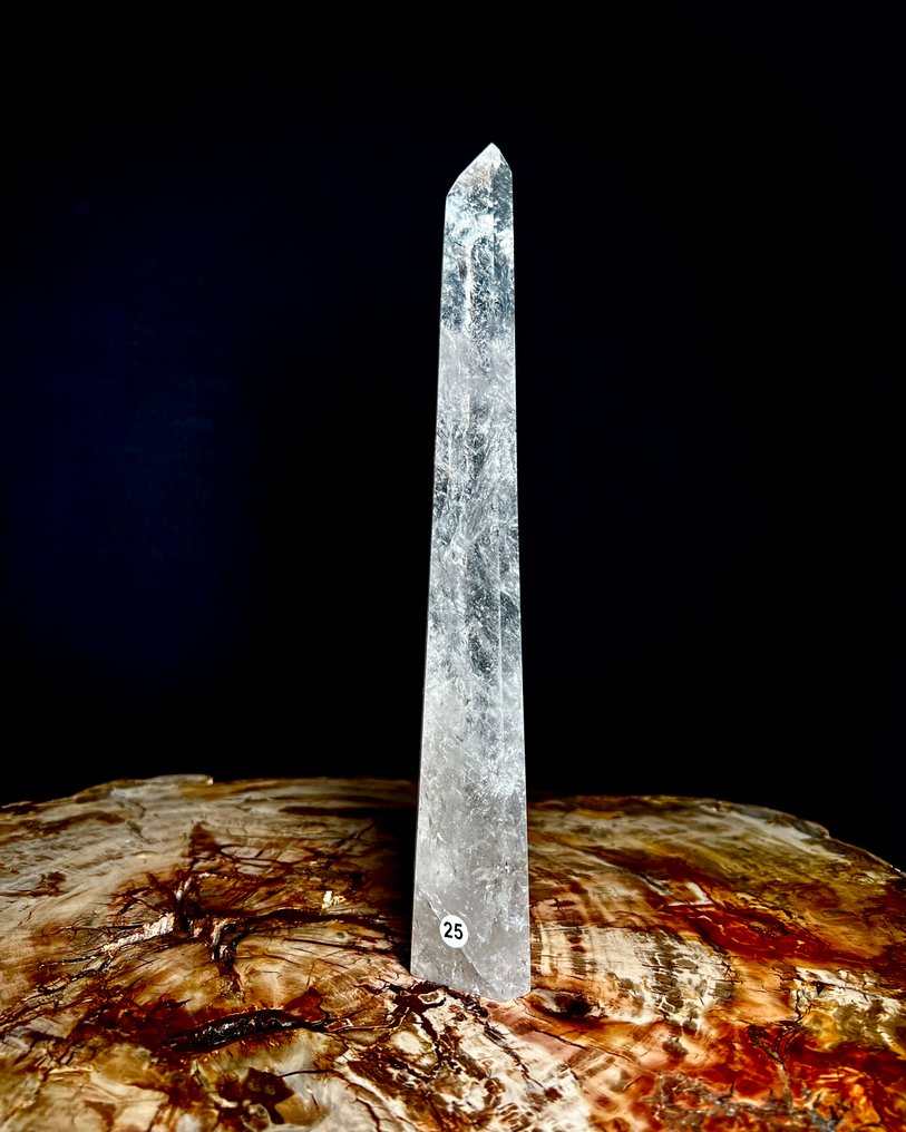 PREMIUM -XXL - obelisk in transparent natural quartz crystal Obelisk - Height: 270 mm - Width: 50 mm- 600 g - (1) #1.0