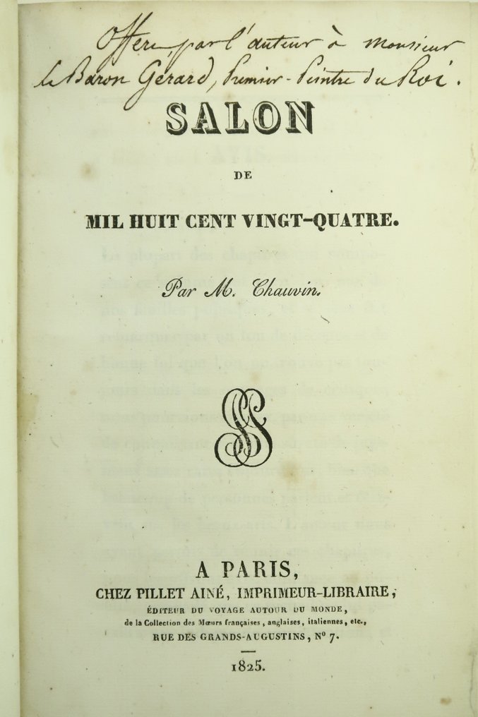Signed; Auguste Chauvin - ‎Salon de Mil huit cent vingt-quatre [ex. François Gérard, with dedication] - 1825 #1.0