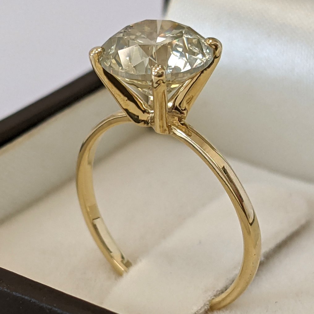 χωρίς τιμή ασφαλείας - Δαχτυλίδι - 14 καράτια Κίτρινο χρυσό - 3.11ct. tw. Διαμάντι (Φυσικού χρώματος) - ΙΓΙ #1.0