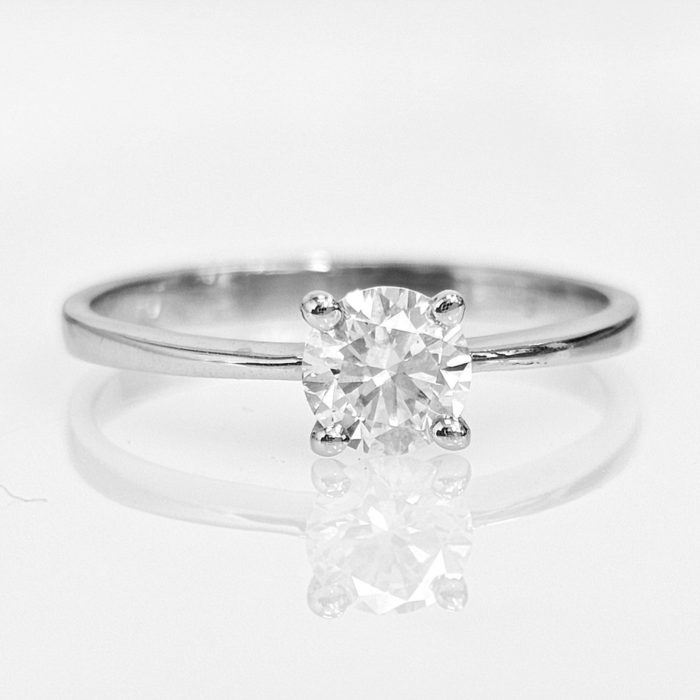 订婚戒指 - 14K包金 白金 - 0.52ct. tw. - D/SI1 #1.0