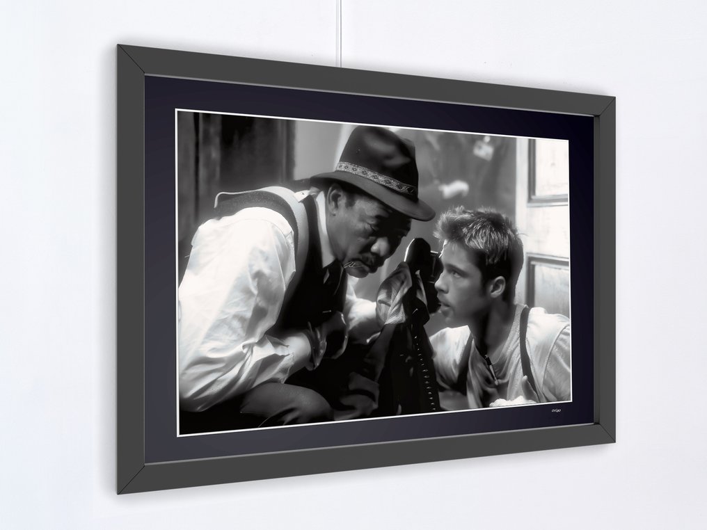 Se7en - Morgan Freeman & Brad Pitt - Fine Art Photography - Luxury Wooden Frame 70X50 cm - Limited Edition 01 of 30 - Serial 20112 - Original Certificate (COA), Hologram - 100% New. Shipping Reduction from 3 items #4.3