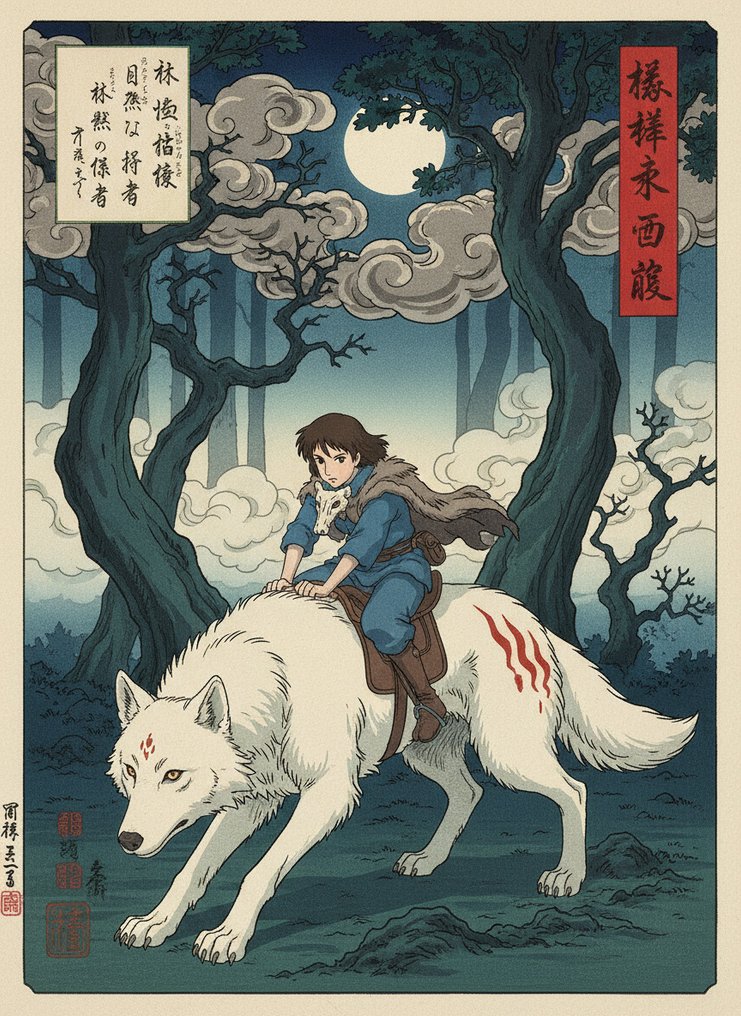 Sato Hageshi - Princess Mononoke: Spirit of the Forest - Pop Art - Signed and numbered 5/10 #1.0