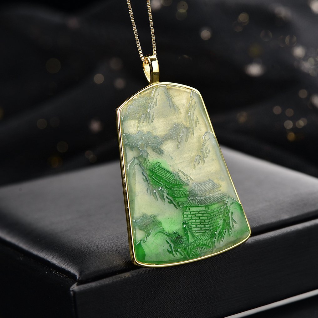 ALGT 认证 - 巨大且精湛的天然翡翠吊坠 由时间与自然塑造的浓郁色彩- 15.28 g #4.3