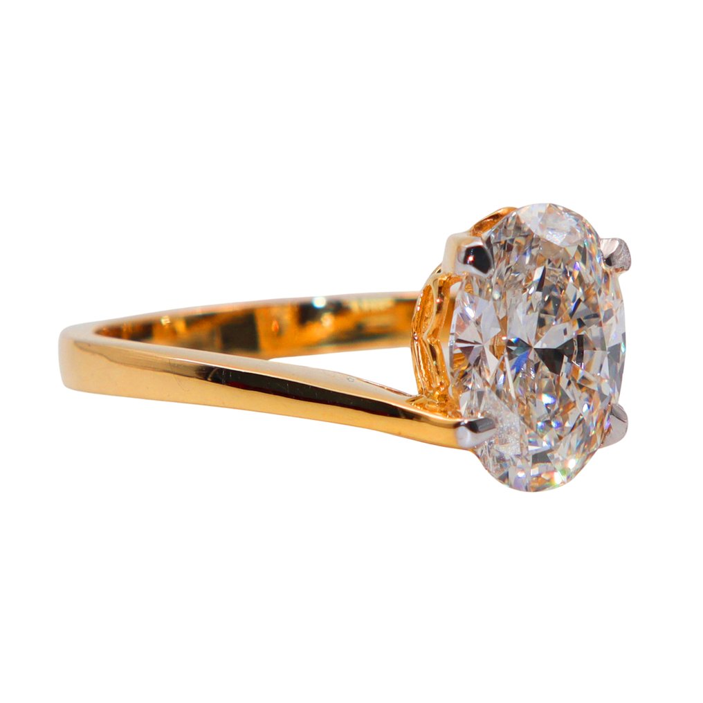 Sormus - 14 kt. Keltakulta - 2.02ct. tw. Timantti (Laboratoriossa kasvatettu) - VS1 kirkkaus F väri #1.0