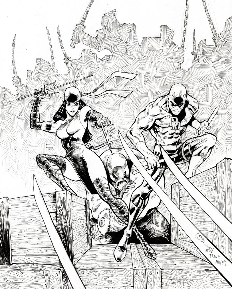 Domenech, Sergi – Daredevil #174 Réimaginé (Hommage à Frank Miller) - Hand Signed Original Ink Artwork #1.0