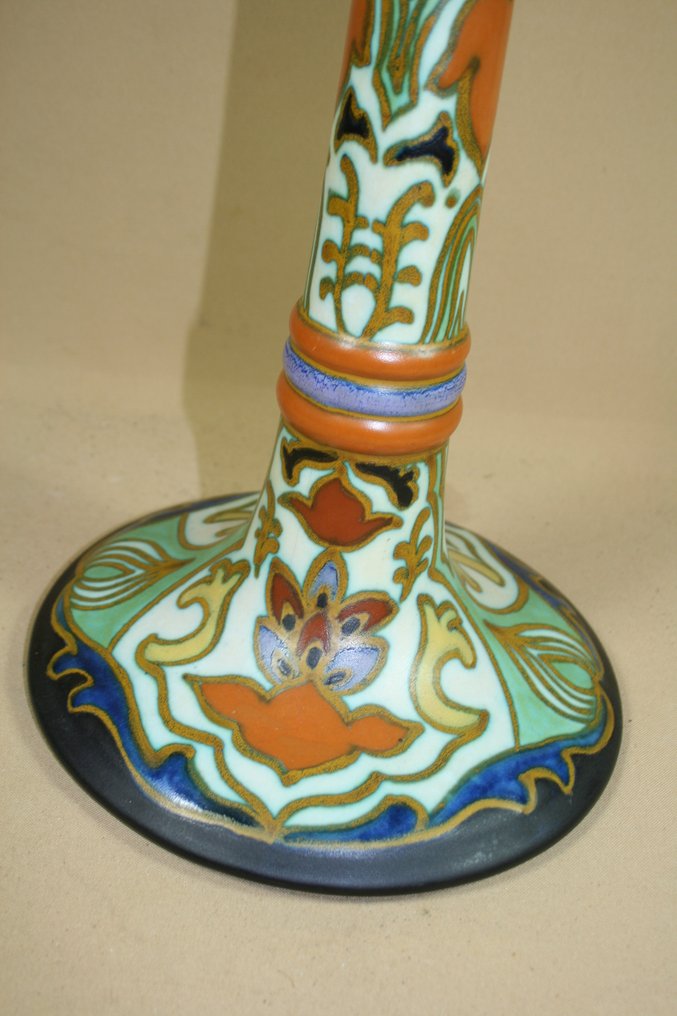 Plateelbakkerij Zuid-Holland - Lysestage - Fajance - Grote pladet lysestage #3.2