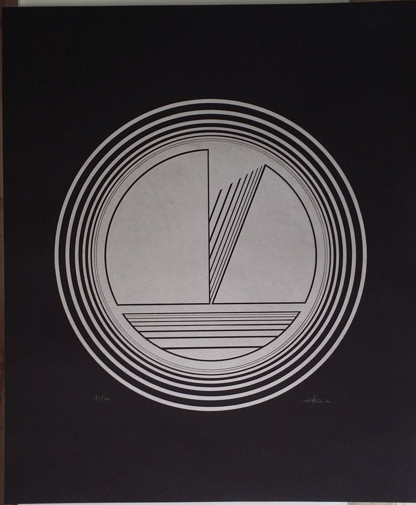 Friedrich Geiler (1946) - Linoleum, handsigned and numb. / 1974 / OP ART #1.0