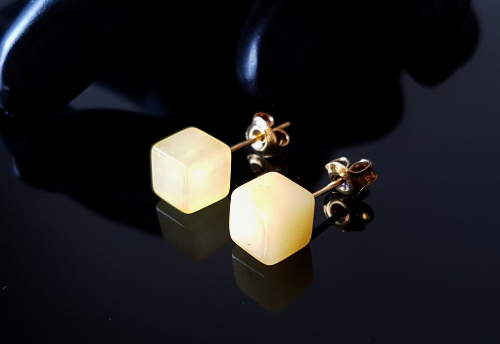 奶油糖色天然波罗的海琥珀耳环 - 银色 - 琥珀  (没有保留价) #2.1