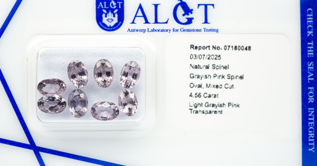 Senza Prezzo di Riserva - 8 pcs Spinello - 4.56 ct - Antwerp Laboratory for Gemstone Testing (ALGT) - Rosa chiaro tendente al grigio #3.2