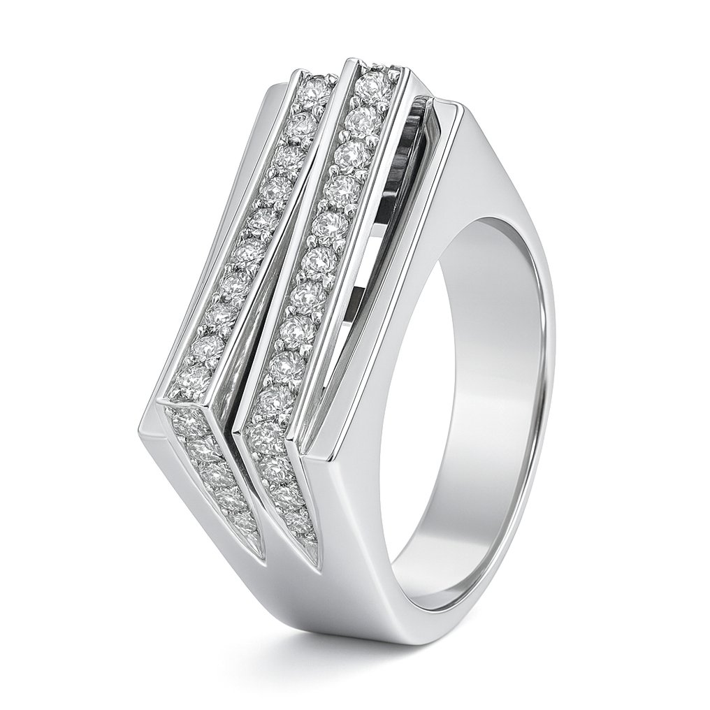 戒指 - 18 克拉 白金 -  0.70ct. tw. 鉆石 (天然)  #1.0