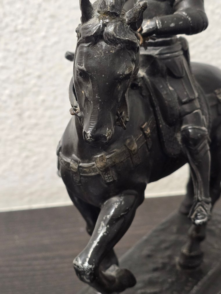 Nach Andrea del Verrocchio - Sculpture, Reiter Statue Bartolomeo Colleoni. - 25.5 cm - Métal, Régule #3.2