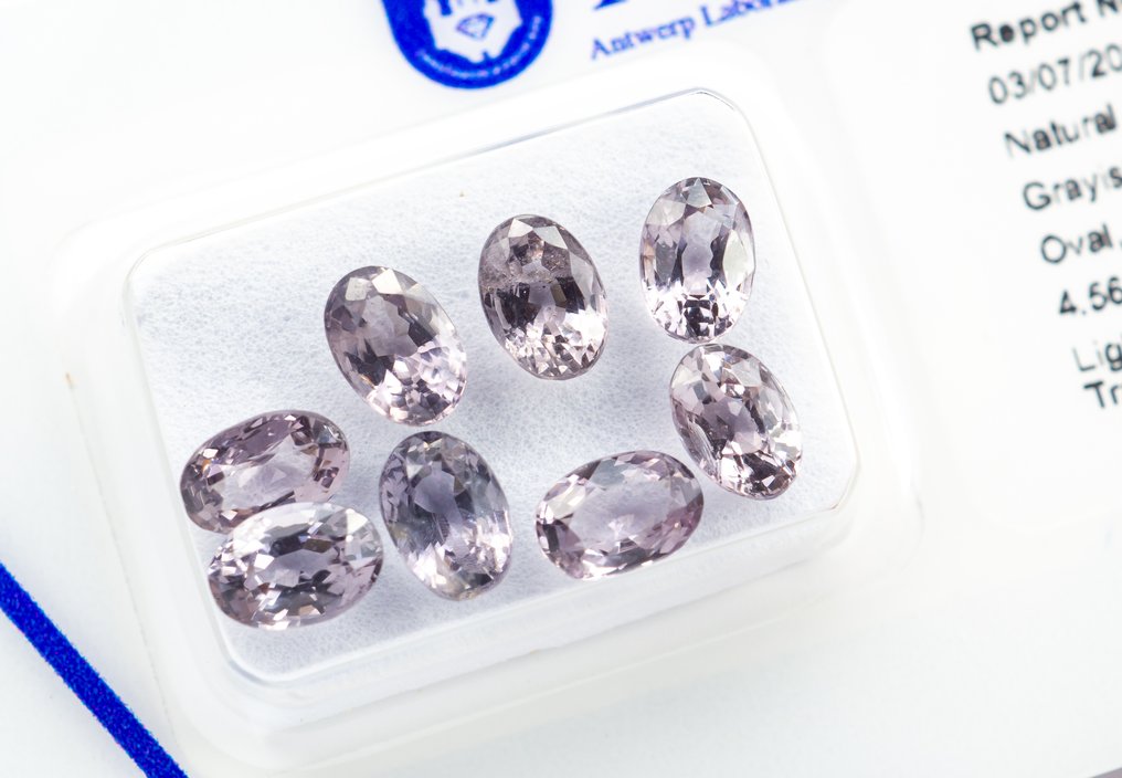 Senza Prezzo di Riserva - 8 pcs Spinello - 4.56 ct - Antwerp Laboratory for Gemstone Testing (ALGT) - Rosa chiaro tendente al grigio #1.0