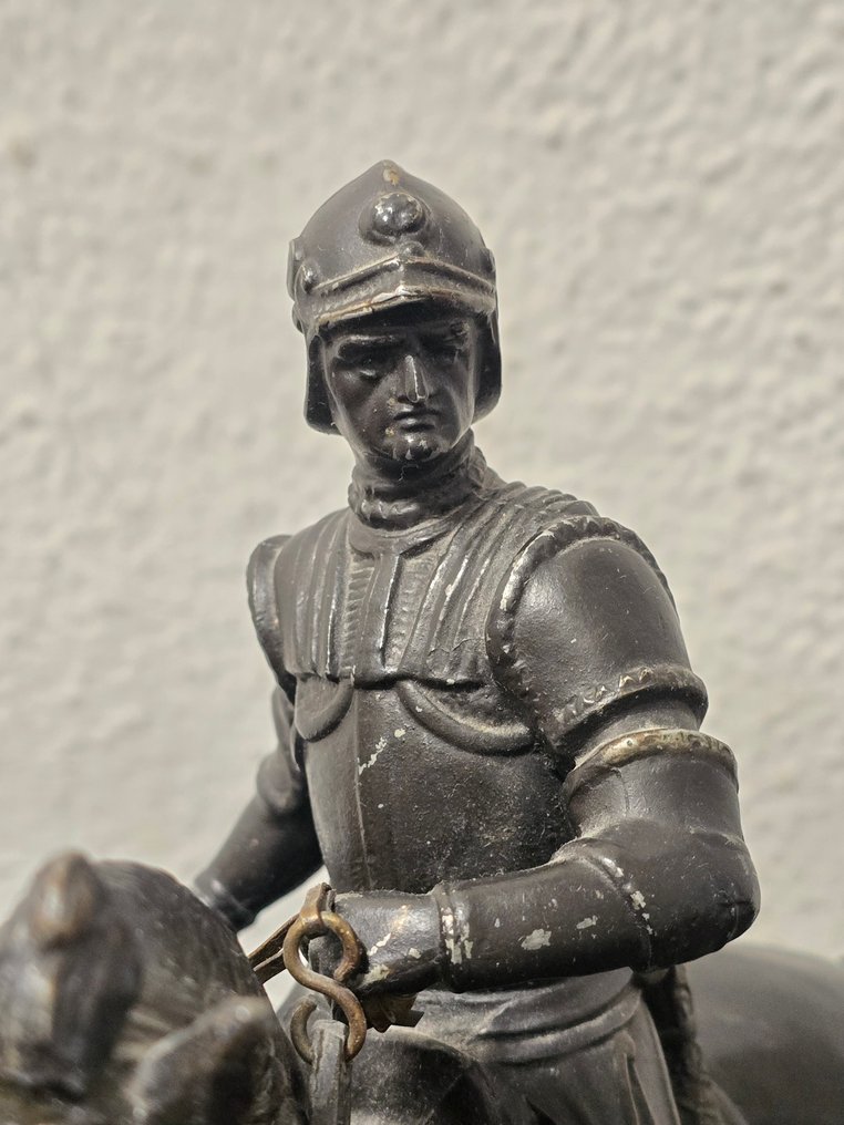 Nach Andrea del Verrocchio - Sculpture, Reiter Statue Bartolomeo Colleoni. - 25.5 cm - Métal, Régule #2.1