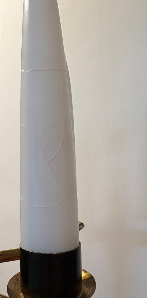 吊灯 - 镀金黄铜, 乳白色玻璃 - 乳白色玻璃蜡烛吊灯 #4.3