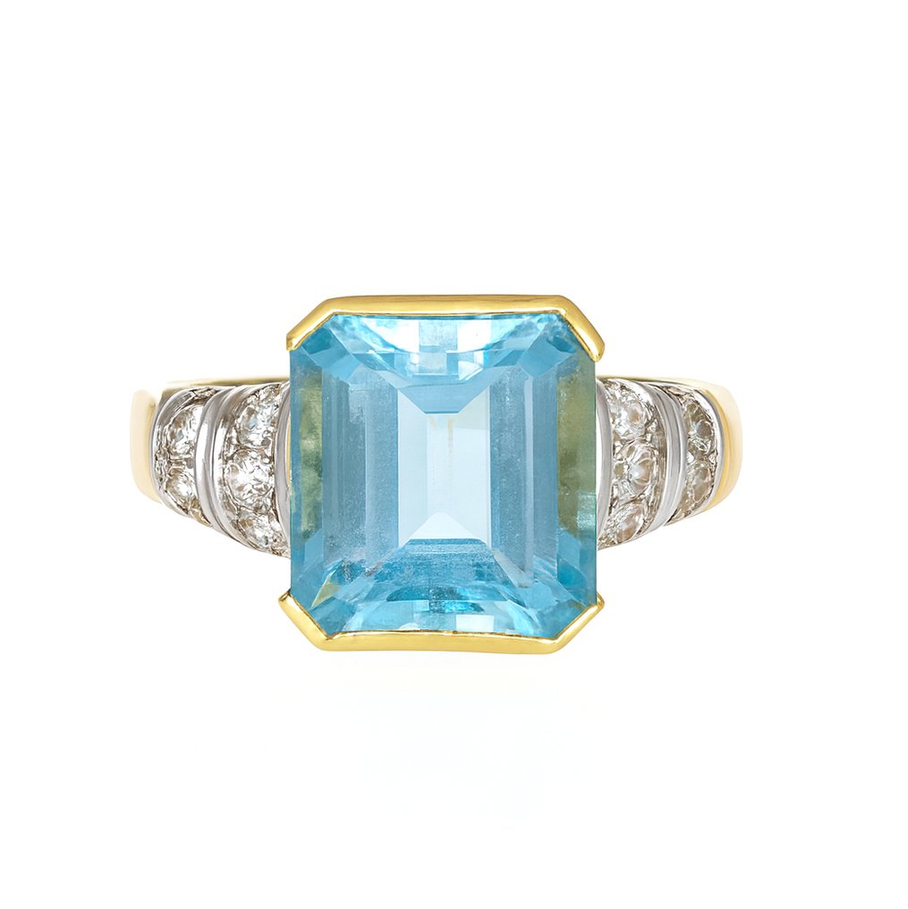 戒指 - 18K包金 黄金, 白金 - 0.20ct. tw. 钻石 (天然) - 黄宝石 #1.0