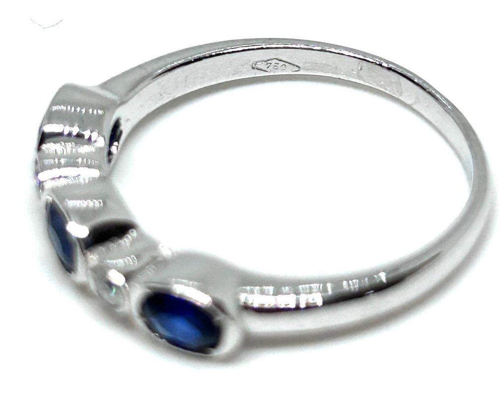 没有保留价 - 戒指 - 18K包金 白金 -  2.54ct. tw. 蓝宝石 - 钻石 #1.0