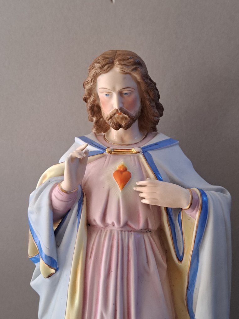 Statue, Heilig Hart van Jezus - XL - 46 cm - Biscuit porcelain - 1880 #3.2