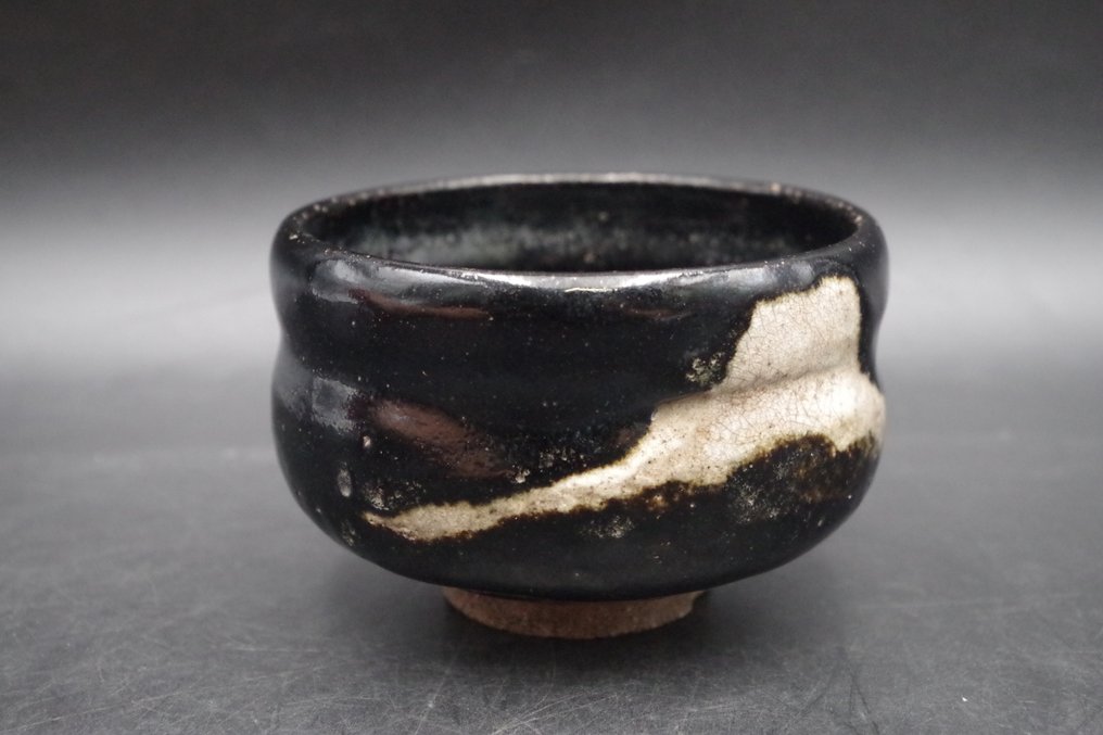 raku tea bowl - Chawan - 黑乐茶碗，富士山图，抹茶碗，茶道具 - 陶器 #4.3