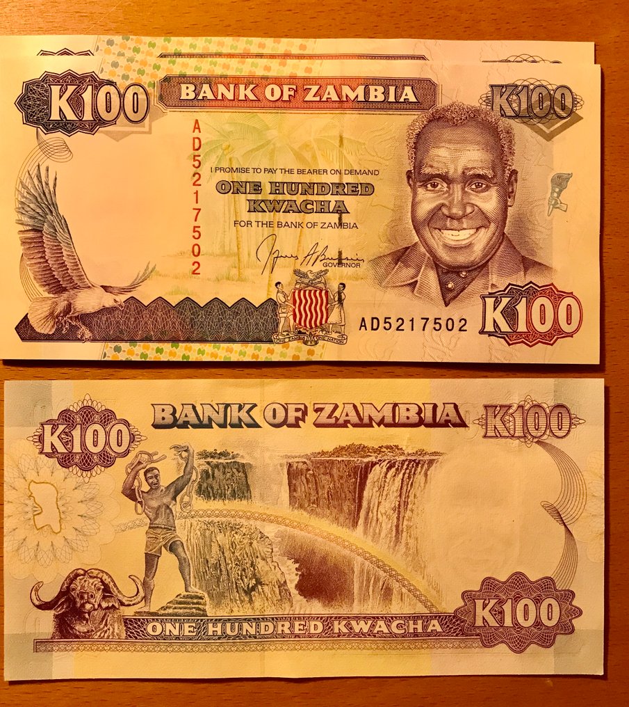 Ζάμπια. - 10 x 10, 20, 100 Kwacha ND (1989-91) - Pick 31b, 32b, 34a (χωρίς τιμή ασφαλείας) #4.3