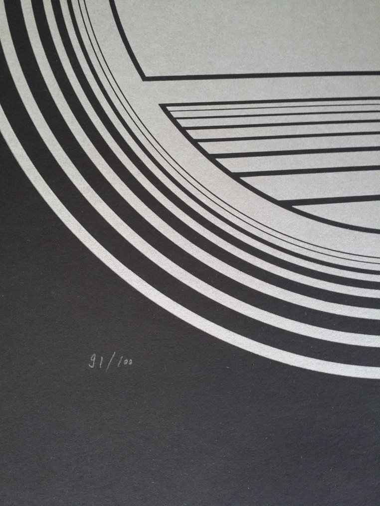 Friedrich Geiler (1946) - Linoleum, handsigned and numb. / 1974 / OP ART #3.2