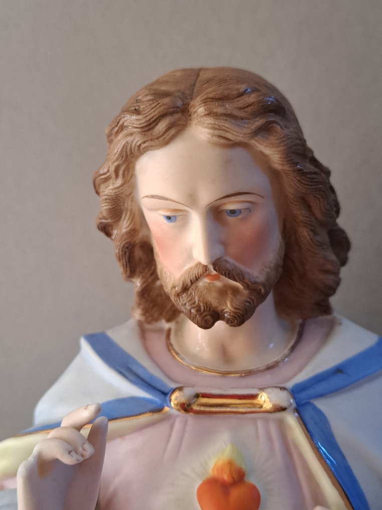 Statue, Heilig Hart van Jezus - XL - 46 cm - Biscuit porcelain - 1880 #2.1