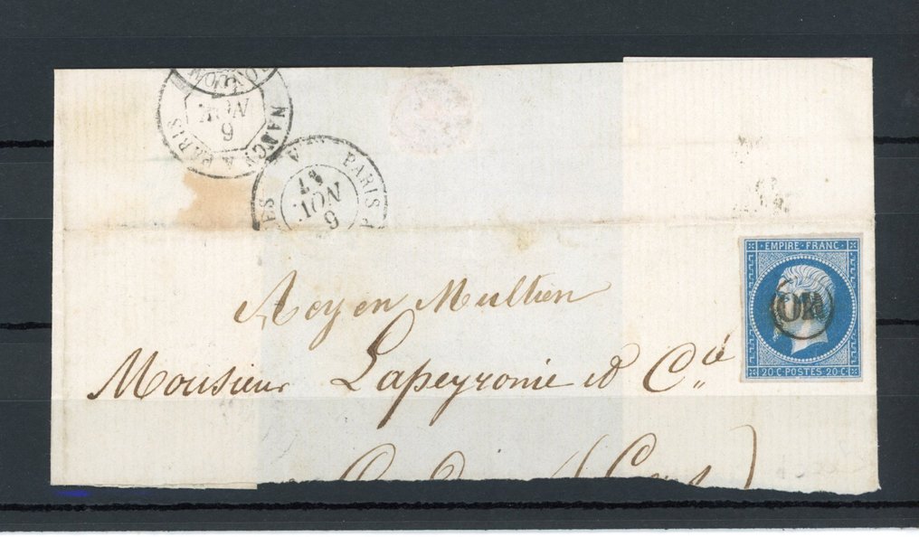 法国 1857 - 稀有的20cts蓝色印章或盖章 - Yvert n°14 #1.0